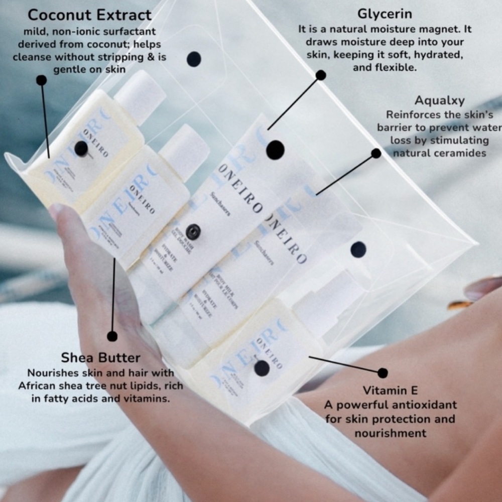 Oneiro 4-pc Sunchasers Natural Body Bundle Skin Care Kit & Waterproof Travel Bag - Picture 2 of 6